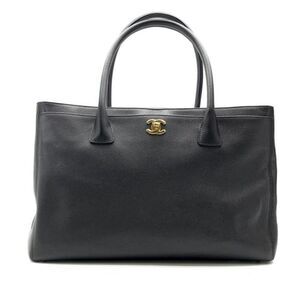 Chanel Executive Shoulder Tote Bag Black Gold